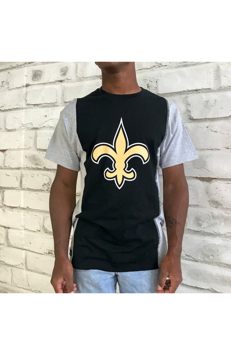 REFRIED APPAREL Men's Refried Apparel Black/Gray New Orleans Saints Sustainable Upcycled Split T-Shirt, Alternate, color, Black
