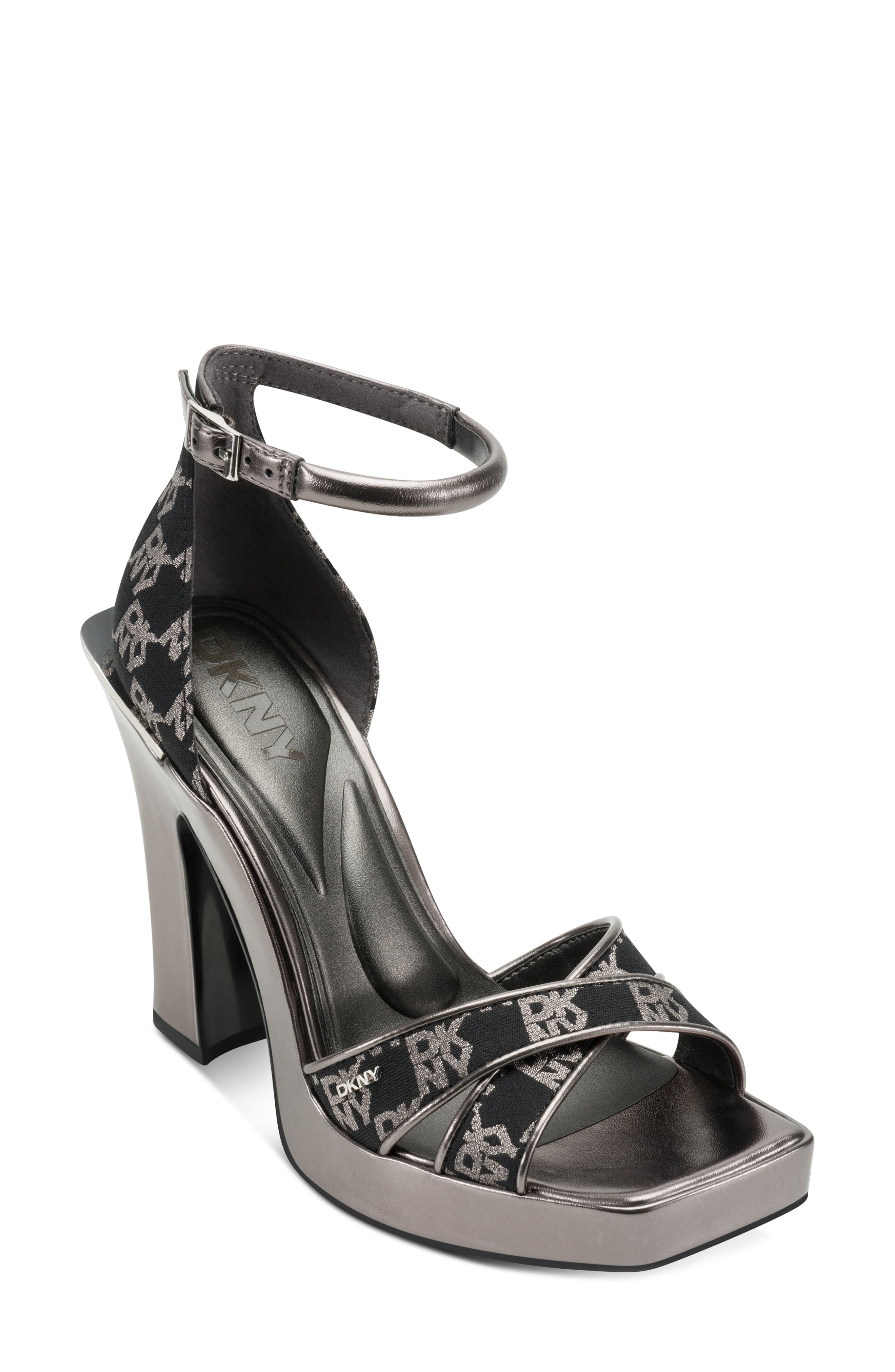 DKNY Linda Ankle Strap Sandal, Main, color, Black