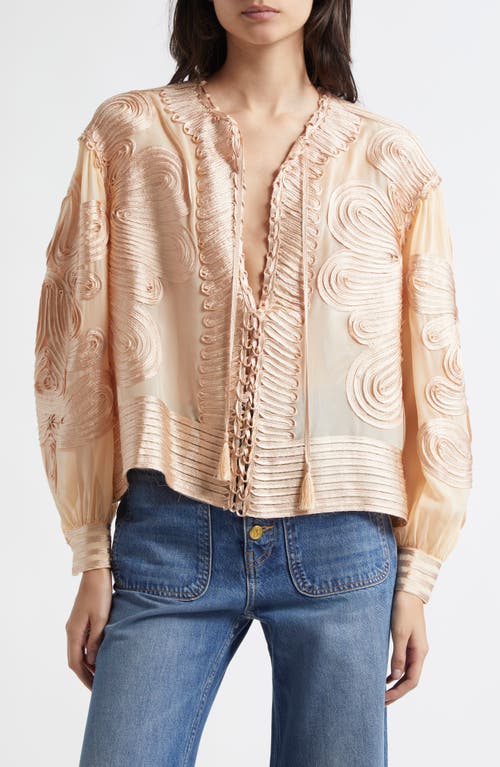 ULLA JOHNSON ULLA JOHNSON HARPER SOUTACHE LACE SILK TOP 