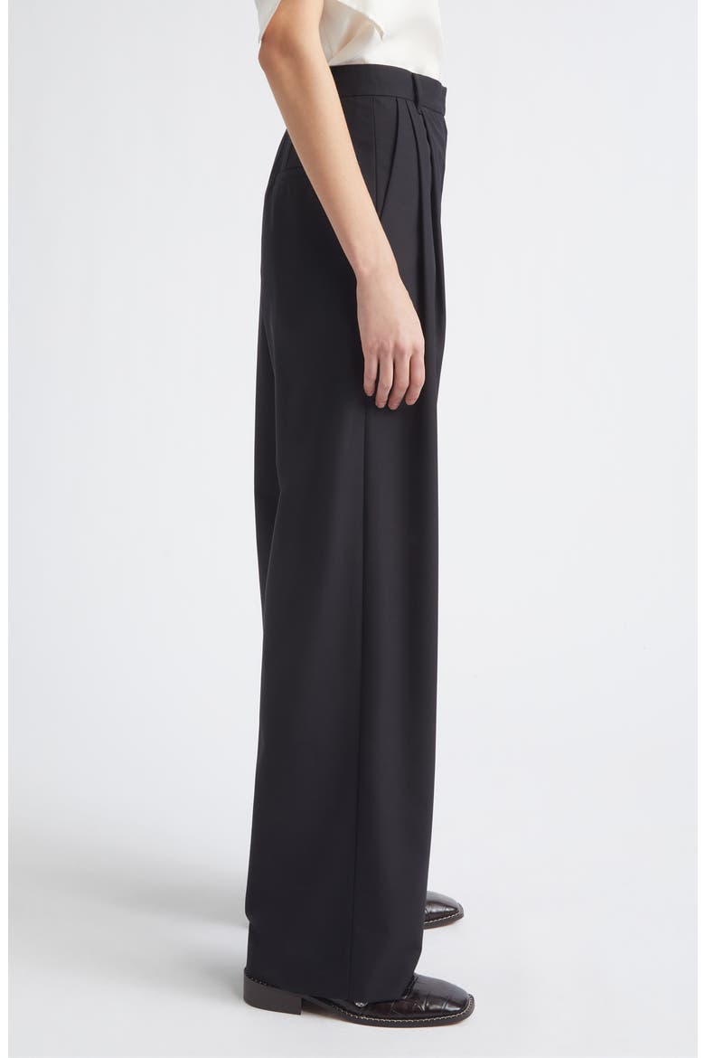 Front Tucked Detail Pants, Alternate, color, BLACK