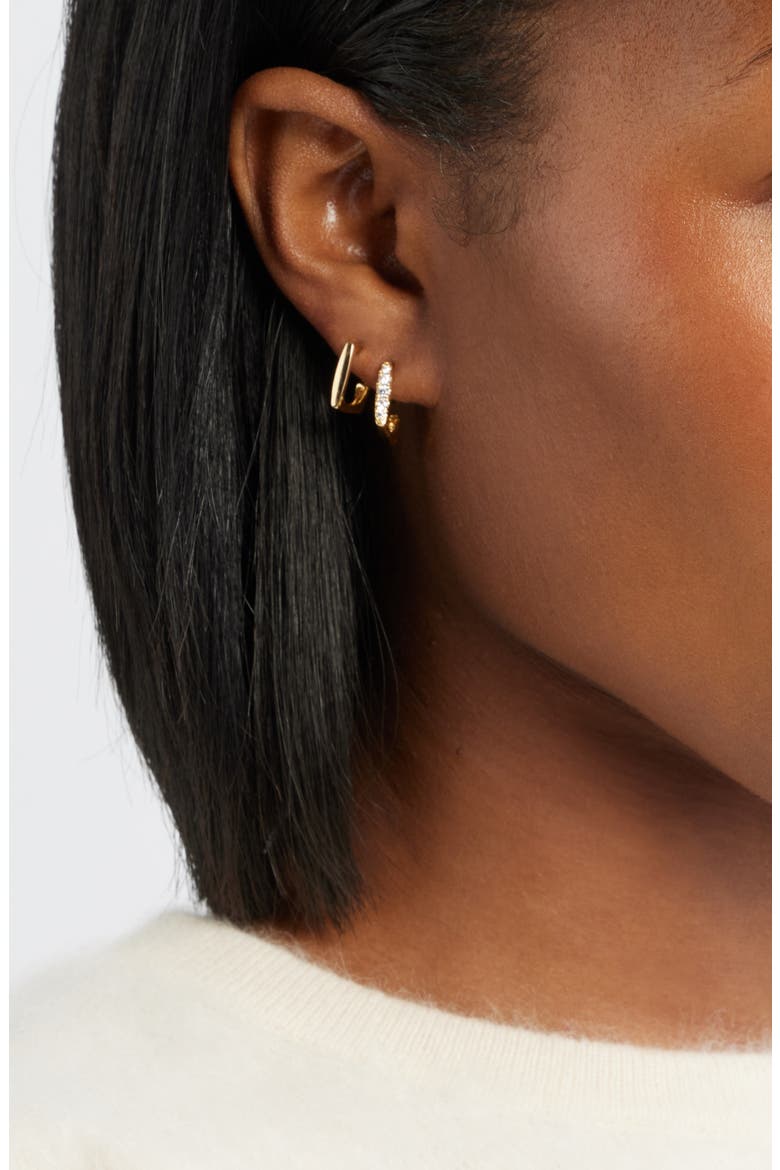 Demi Fine Set of 3 Pearl & Cubic Zirconia Hoop Earrings, Alternate, color, WHITE- 14K GOLD PLATED