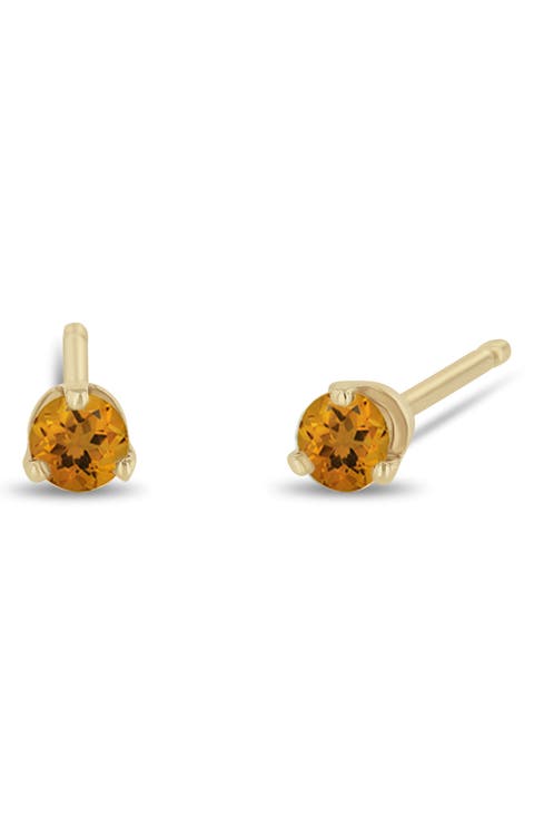 14K Gold Stone Stud Earrings