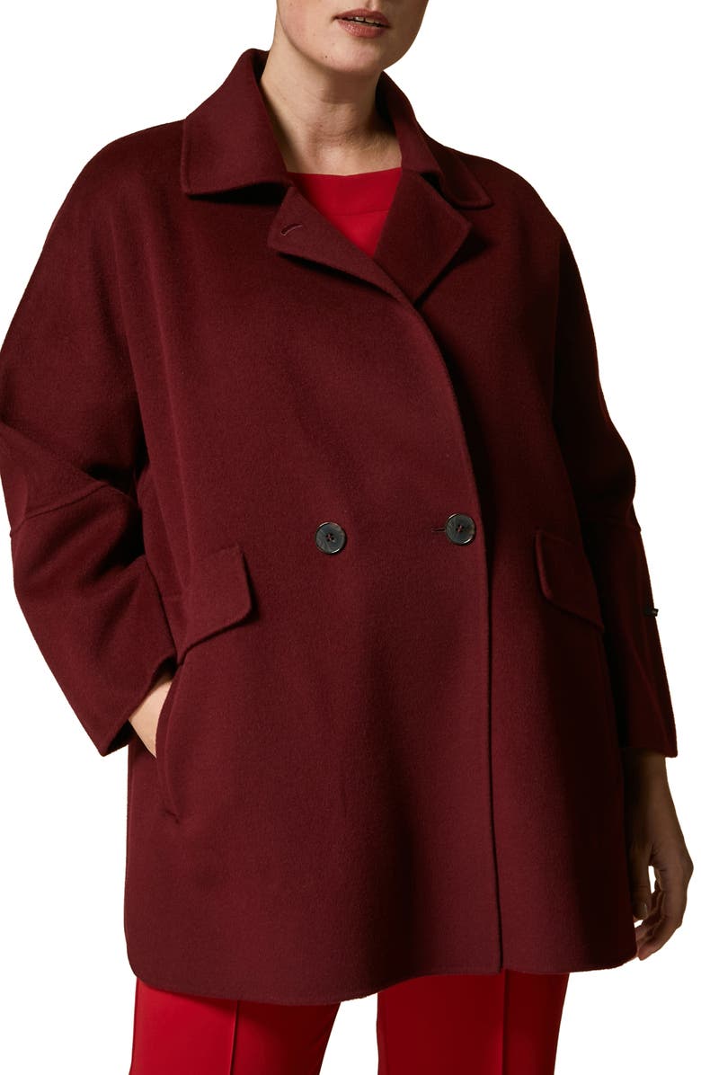Marina Rinaldi Narcisco Double Faced Wool Blend Coat, Main, color,