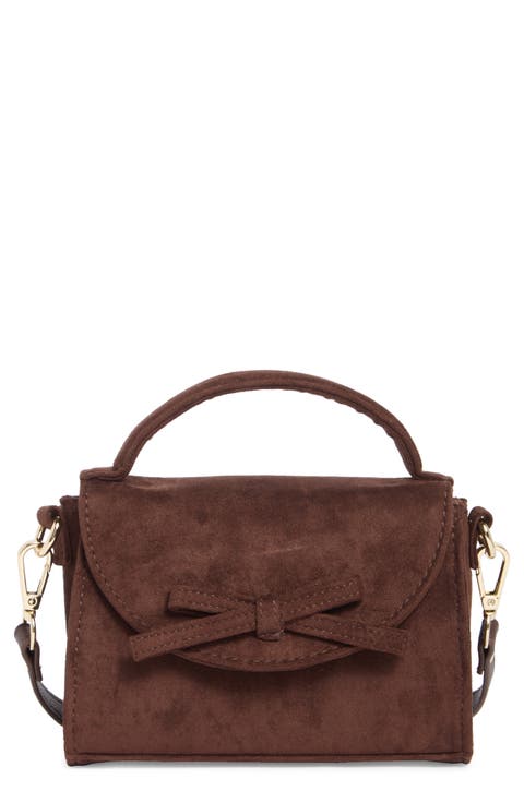 Faux Suede Top Handle Crossbody Bag