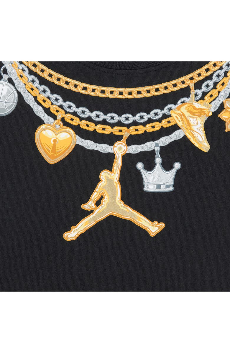 Jordan Kids' Graphic Charm Necklace Cotton Blend T-Shirt, Alternate, color, Black