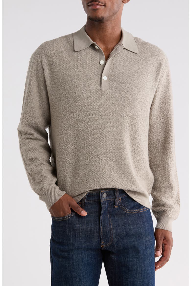 Long Sleeve Wool Polo Sweater, Main, color, WARM GRAY