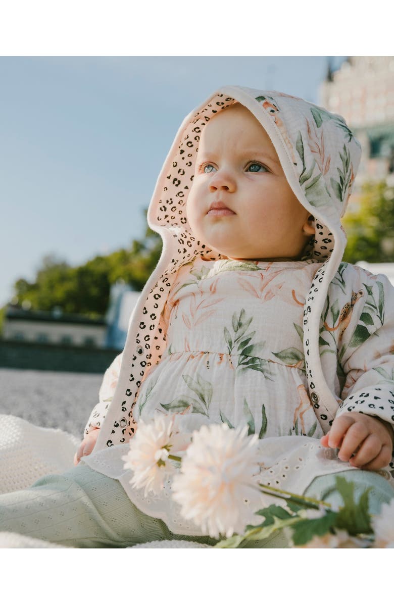 Deux par Deux Muslin Tunic and Pointelle Leggings Set Peach Deer Print, Alternate, color, Peach Deer Print & Green