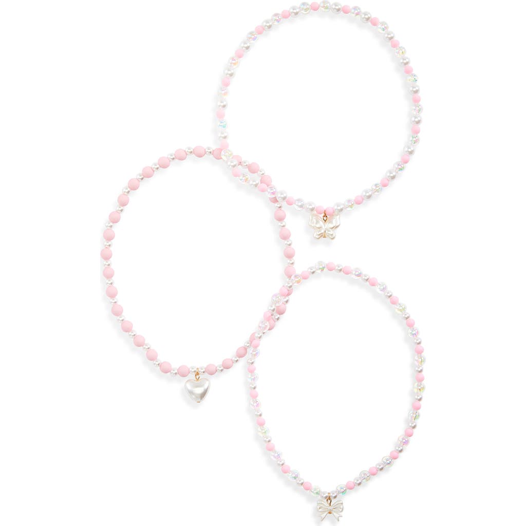 Capelli New York Kids' 3-pack Assorted Beaded Necklaces In Pink
