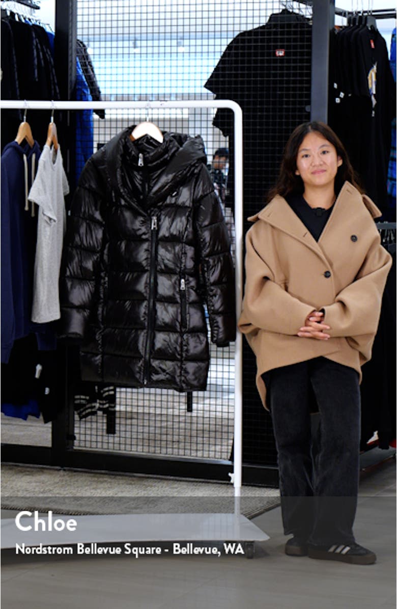 Asymmetric Bib Packable Quilted Coat, sales video thumbnail