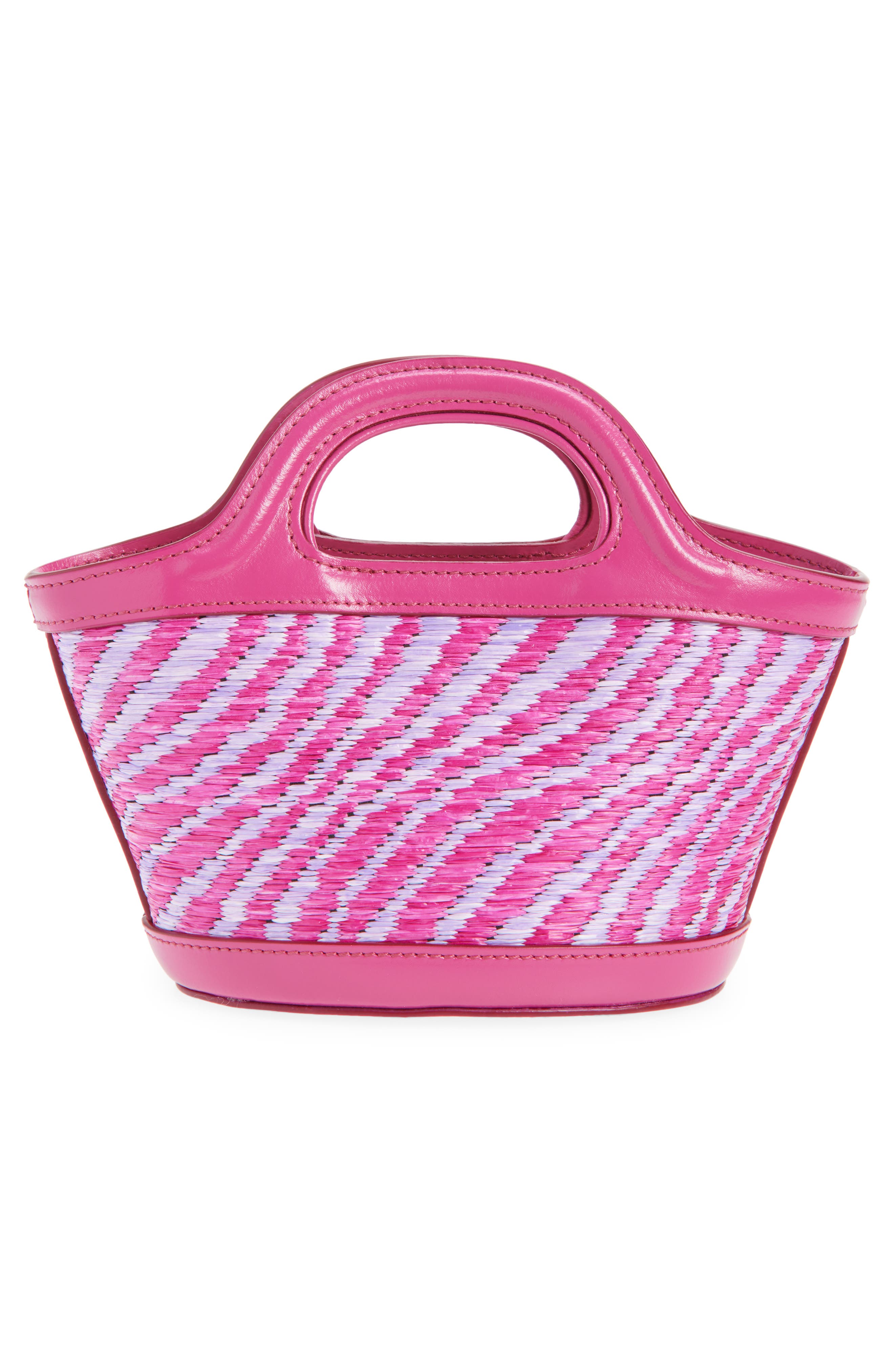 Marni Micro Tropicalia Logo Woven Bag, Alternate, color, Cassis