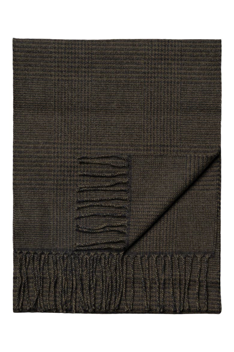 Houndsttoh Check Merino Wool Scarf, Alternate, color, DARK GREEN