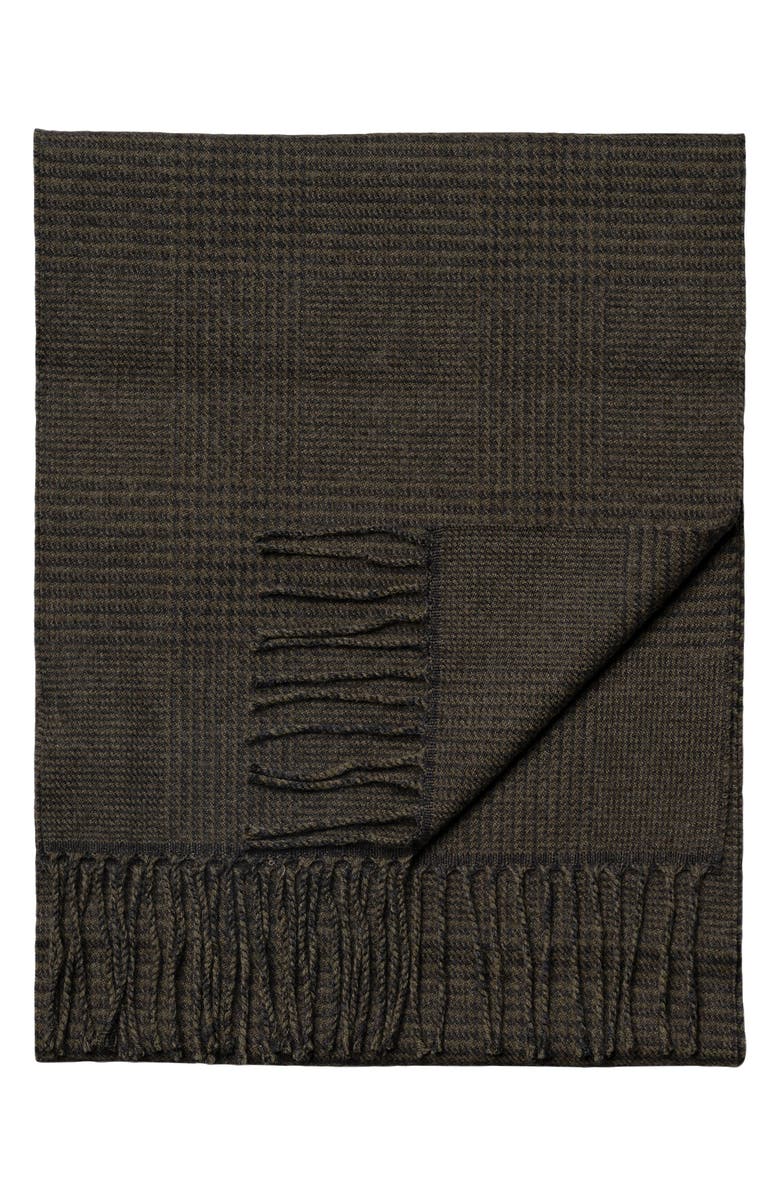 Eton Houndsttoh Check Merino Wool Scarf, Alternate, color, Dark Green