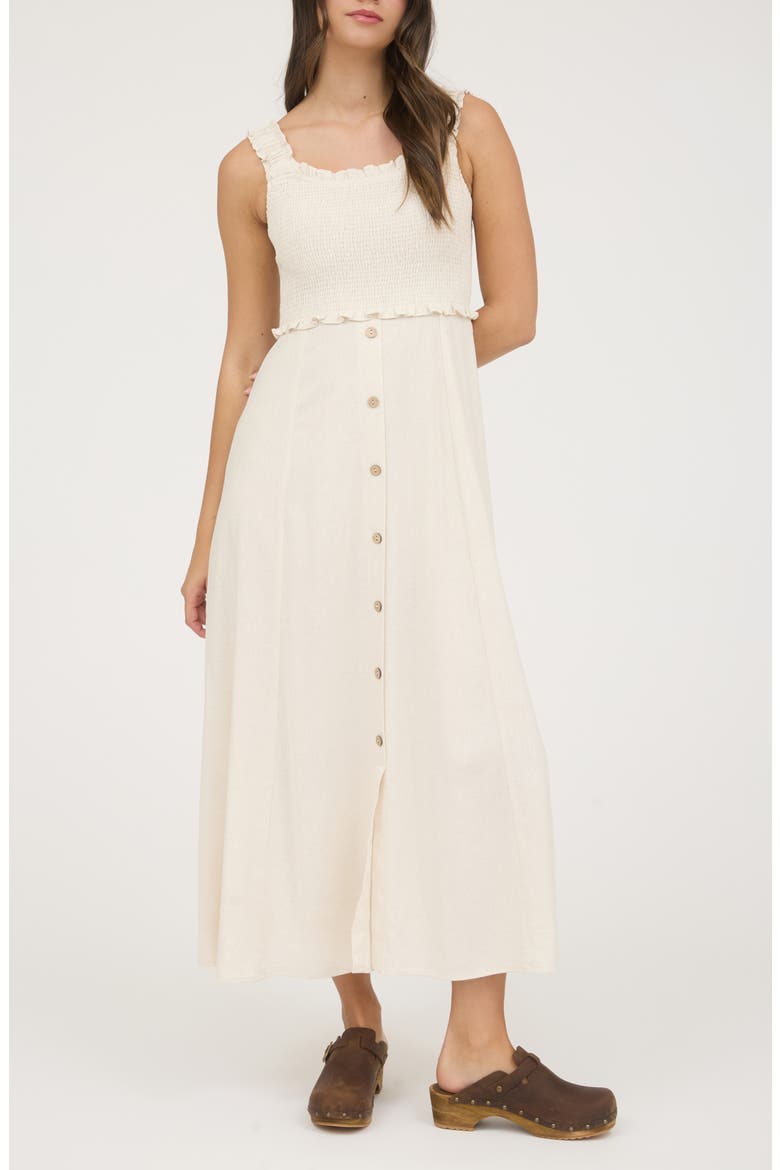 Smocked Midi Sundress, Main, color, NATURAL