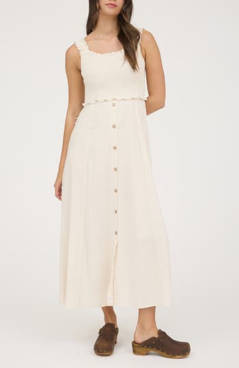 Blu Pepper Smocked Midi Sundress In Neutral