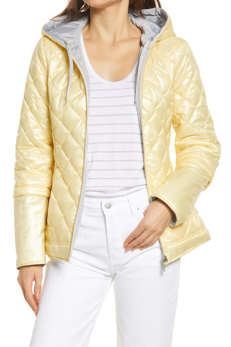 Reversible Hooded Puffer Jacket, Alternate, color, YELLOW