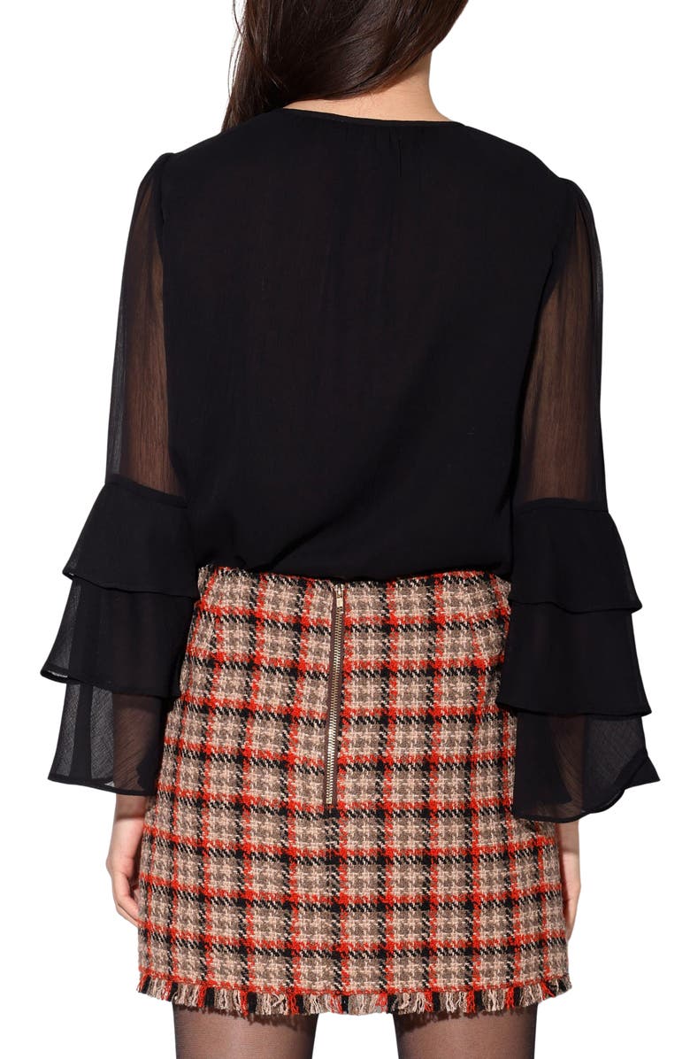 Walter Baker Dua Ruffle Long Sleeve Button-Up Top, Alternate, color,