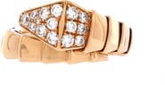 Pre-Owned Bvlgari Serpenti Viper One-Coil Ring 18K Rose Gold with Diamonds Wide