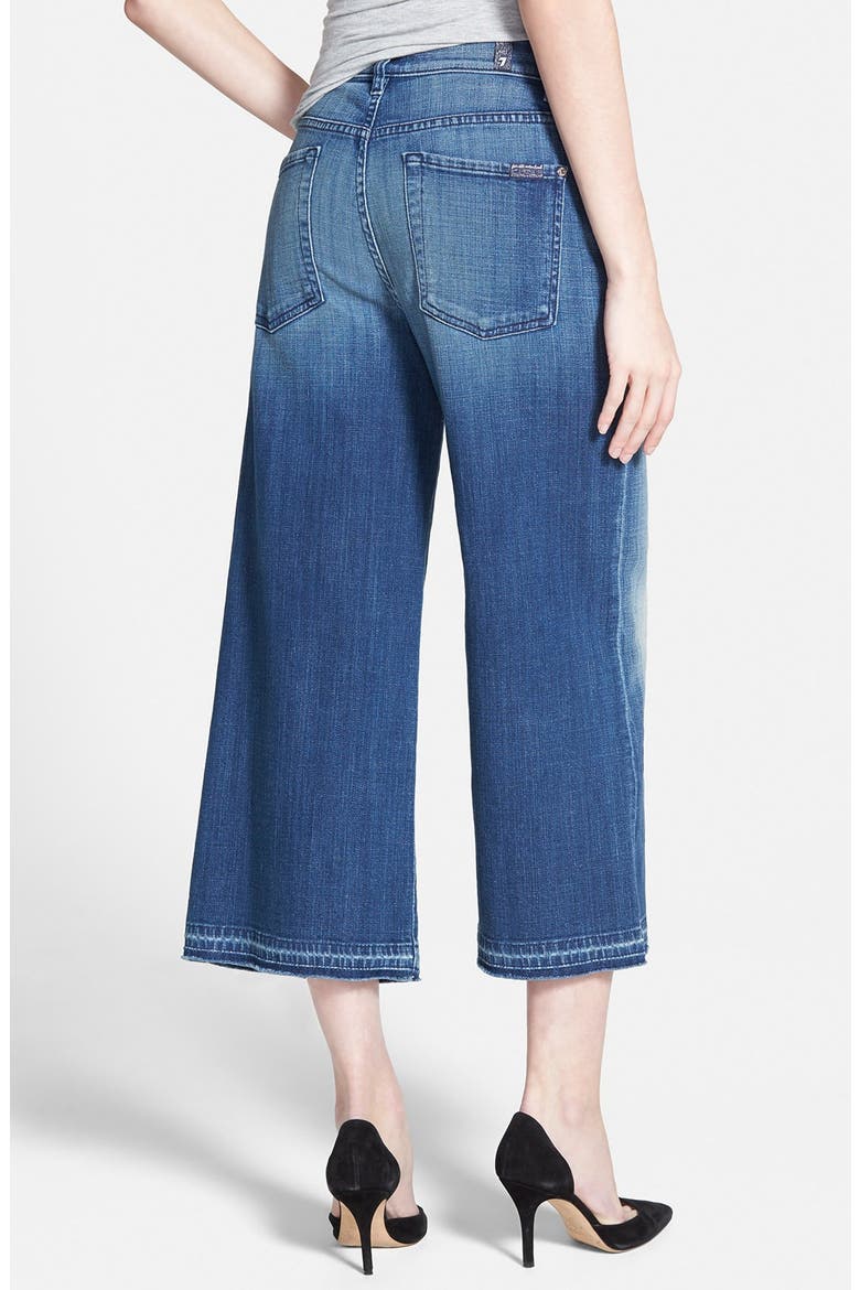 7 For All Mankind® Denim Culottes, Alternate, color, MEDIUM BROKEN TWILL