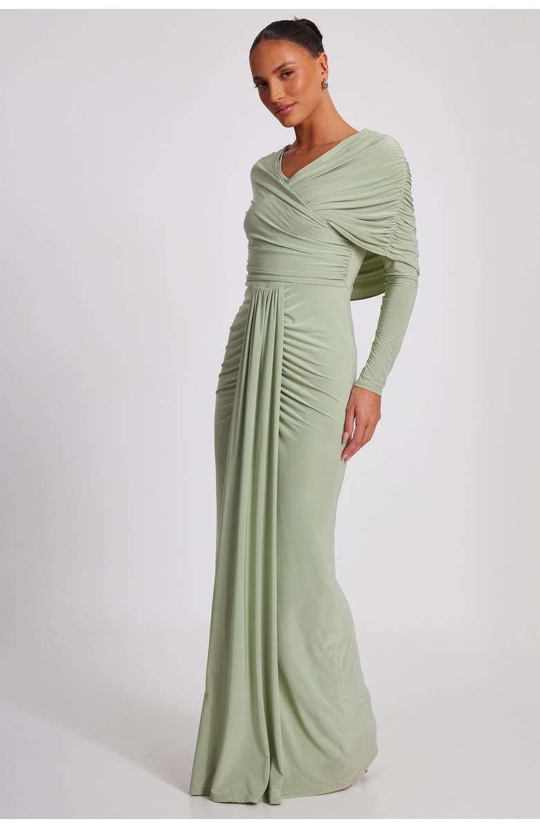 QUIZ ITY Maxi Dress with Draping, Alternate, color, 