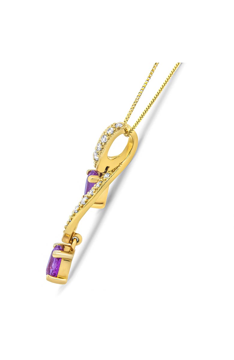 Haus of Brilliance 14K Yellow Gold 6x4mm Oval Pink Sapphire and 1/5 Cttw Diamond Pendant Necklace -, Alternate, color, Yellow