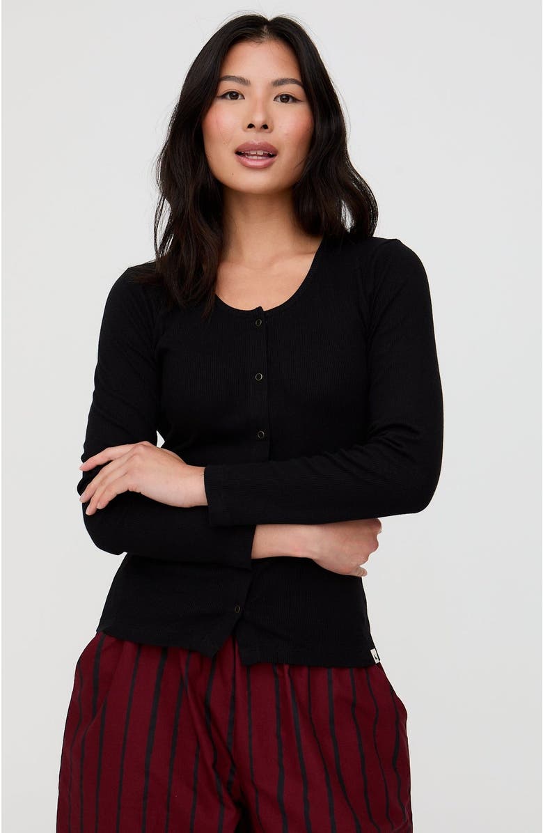 Turtledove London Organic Cotton Nora Long Sleeve Top, Alternate, color, Black