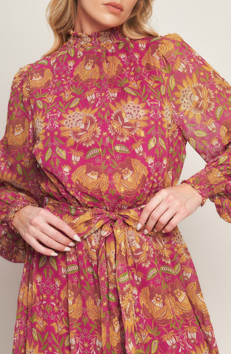 FLYING TOMATO Floral Balloon Sleeve Tiered Maxi Dress, Alternate, color,