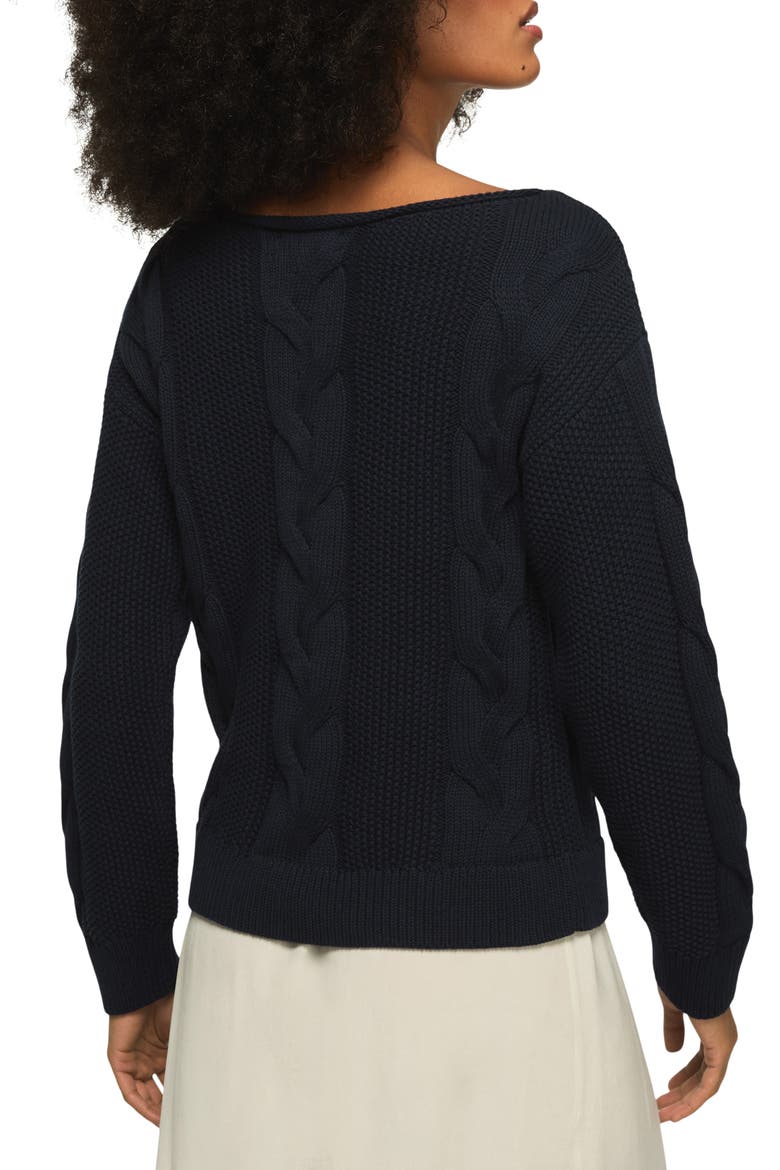 Cable Stitch Boat Neck Sweater, Alternate, color, CADET NAVY