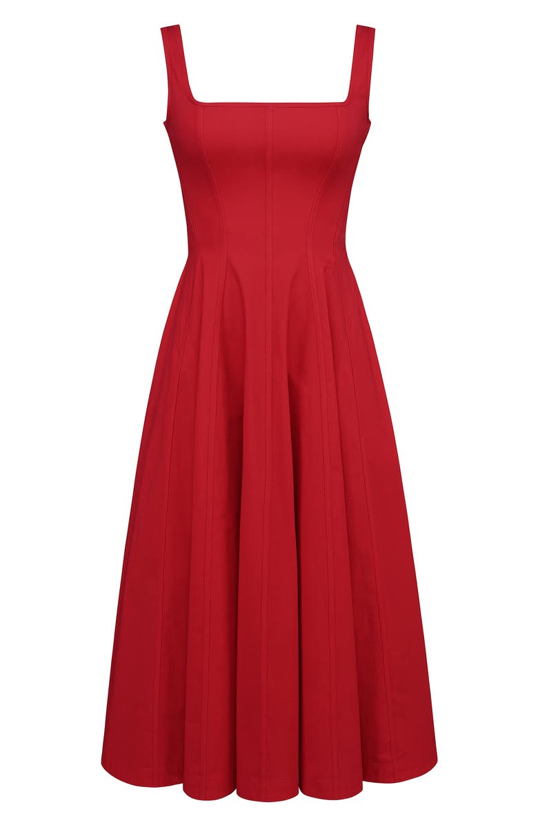 Mariabella Lace-Up Stretch Cotton Midi Dress