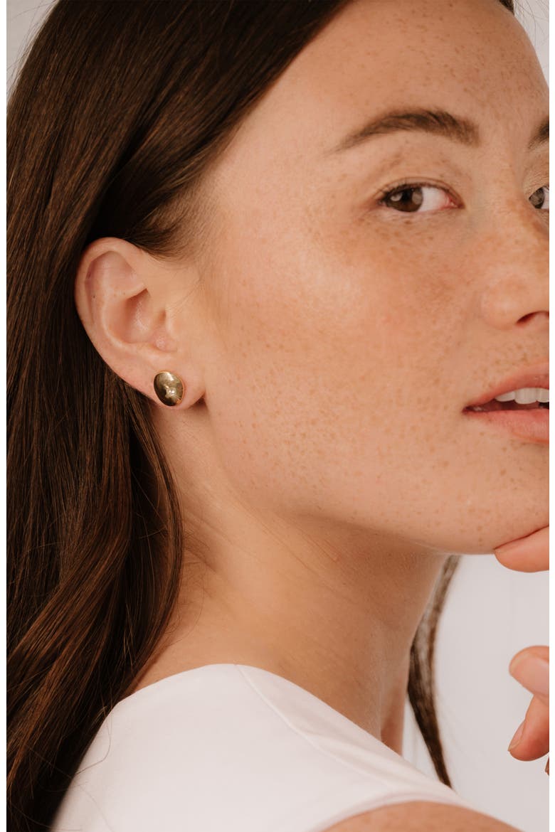 Polished Pebble Cubic Zirconia Stud Earrings, Alternate, color, GOLD