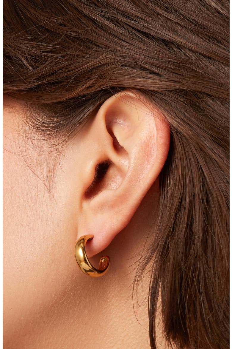 Small Staple Hoop Earrings, Alternate, color, HIGH POLISH GOLD