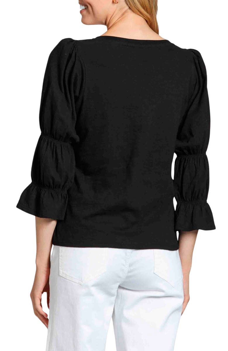 APNY Renaissance Sleeve Cotton Slub Top, Alternate, color, Black