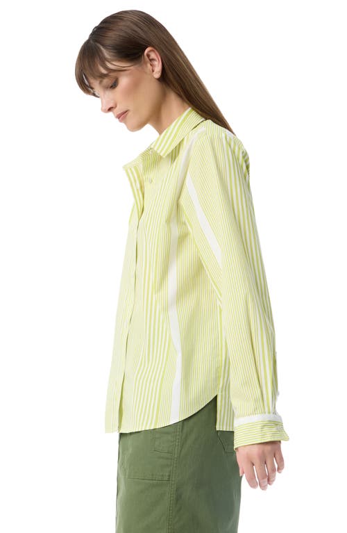 Do By Dee Ocleppo Noelle Stripe Cotton Button-up Shirt In Apple Green- Shirting Stripe