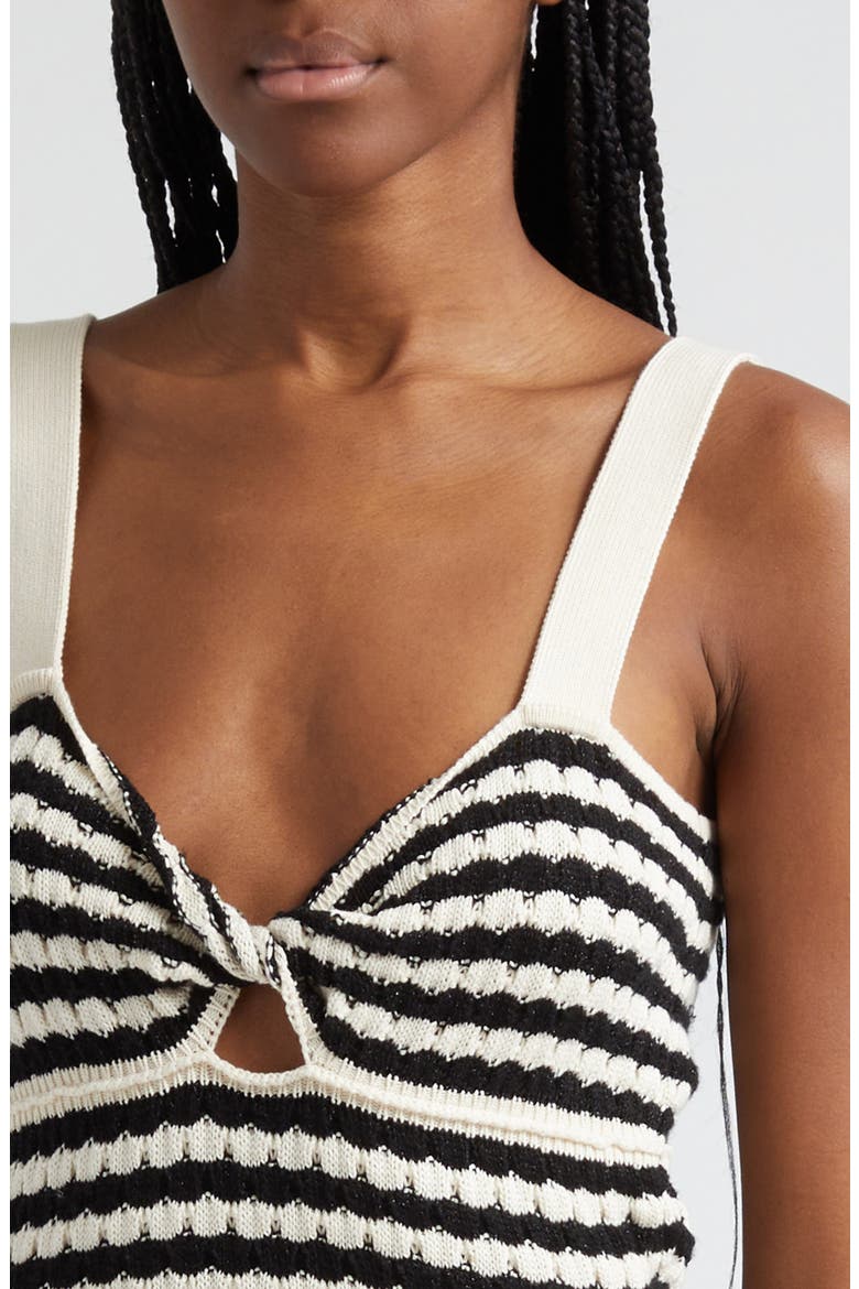 Jessa Metallic Stripe Sweater Dress, Alternate, color, BLACK/IVORY STRIPE
