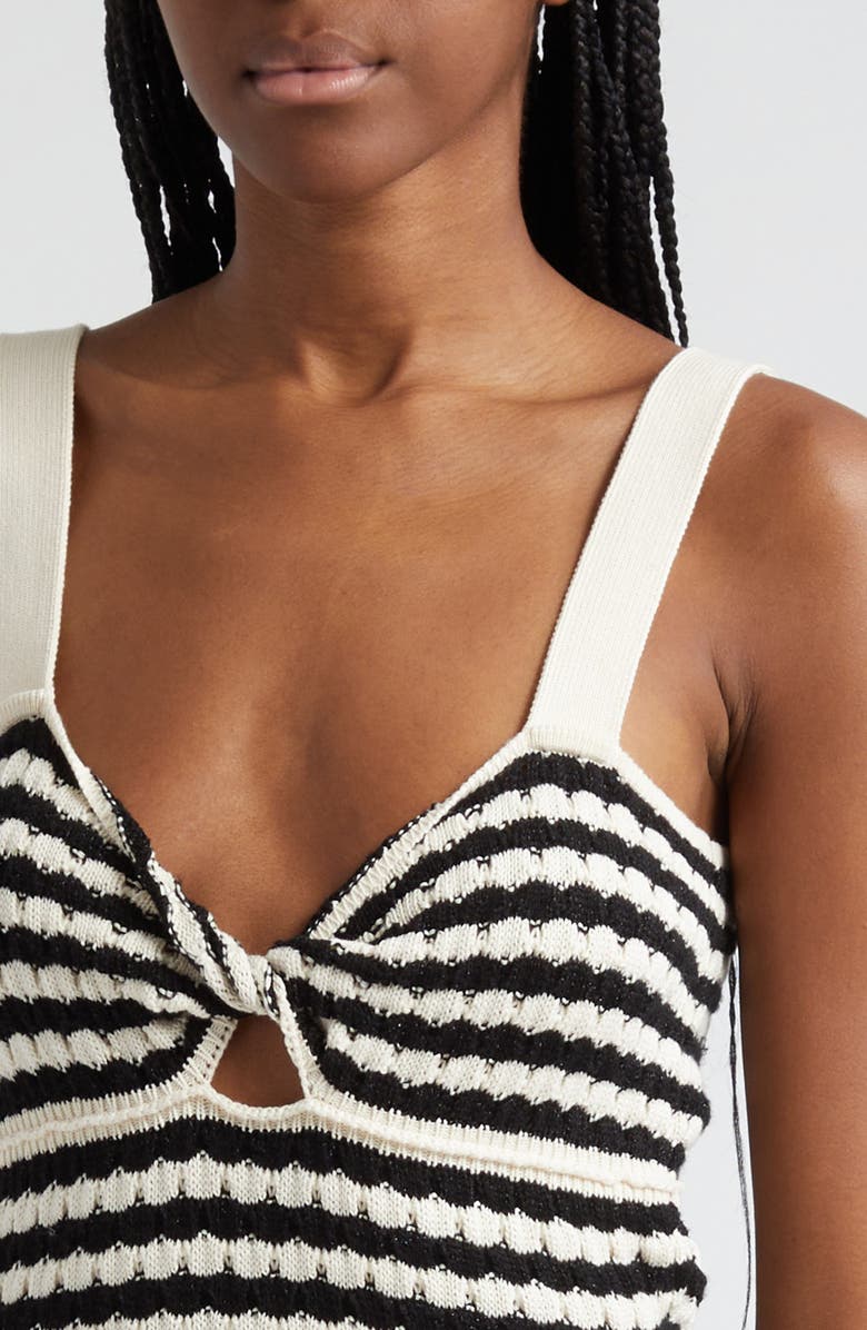 Ramy Brook Jessa Metallic Stripe Sweater Dress, Alternate, color, Black/Ivory Stripe