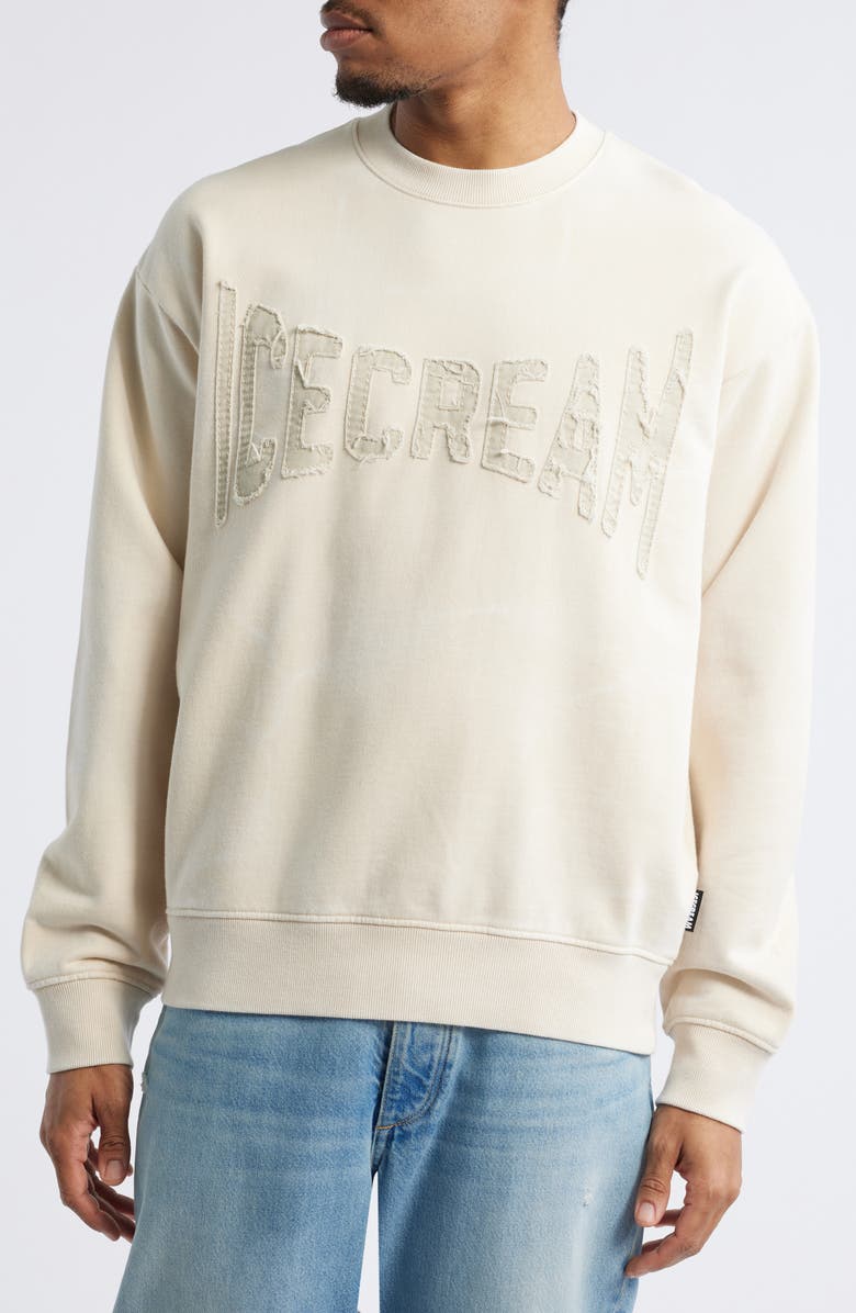 ICECREAM Fast Oversize Crewneck Sweatshirt, Main, color, Fog