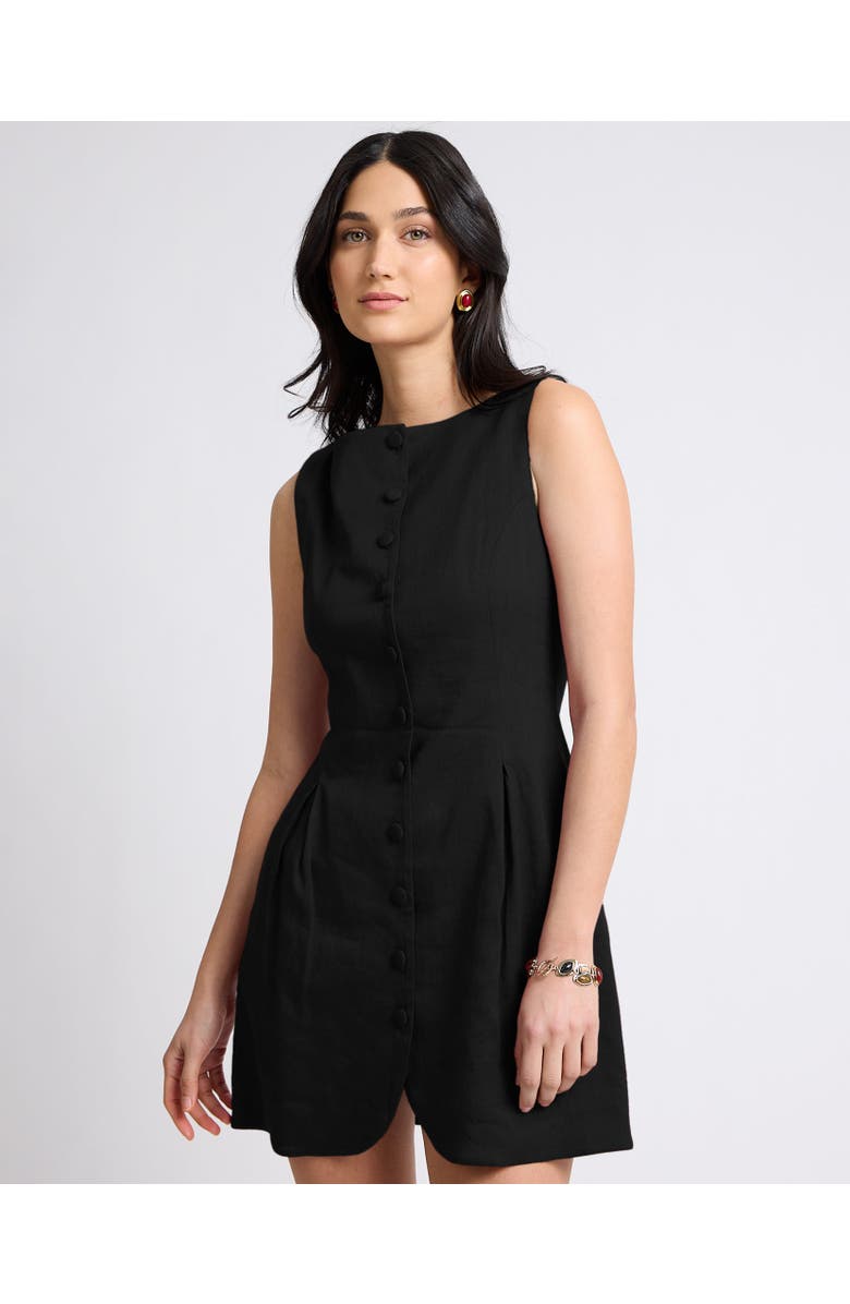 Onia Boatneck Button Front Dress, Alternate, color, Black