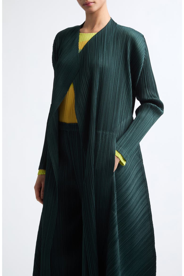 Monthly Colors October Pleated Long Jacket, Alternate, color, DARK GREEN