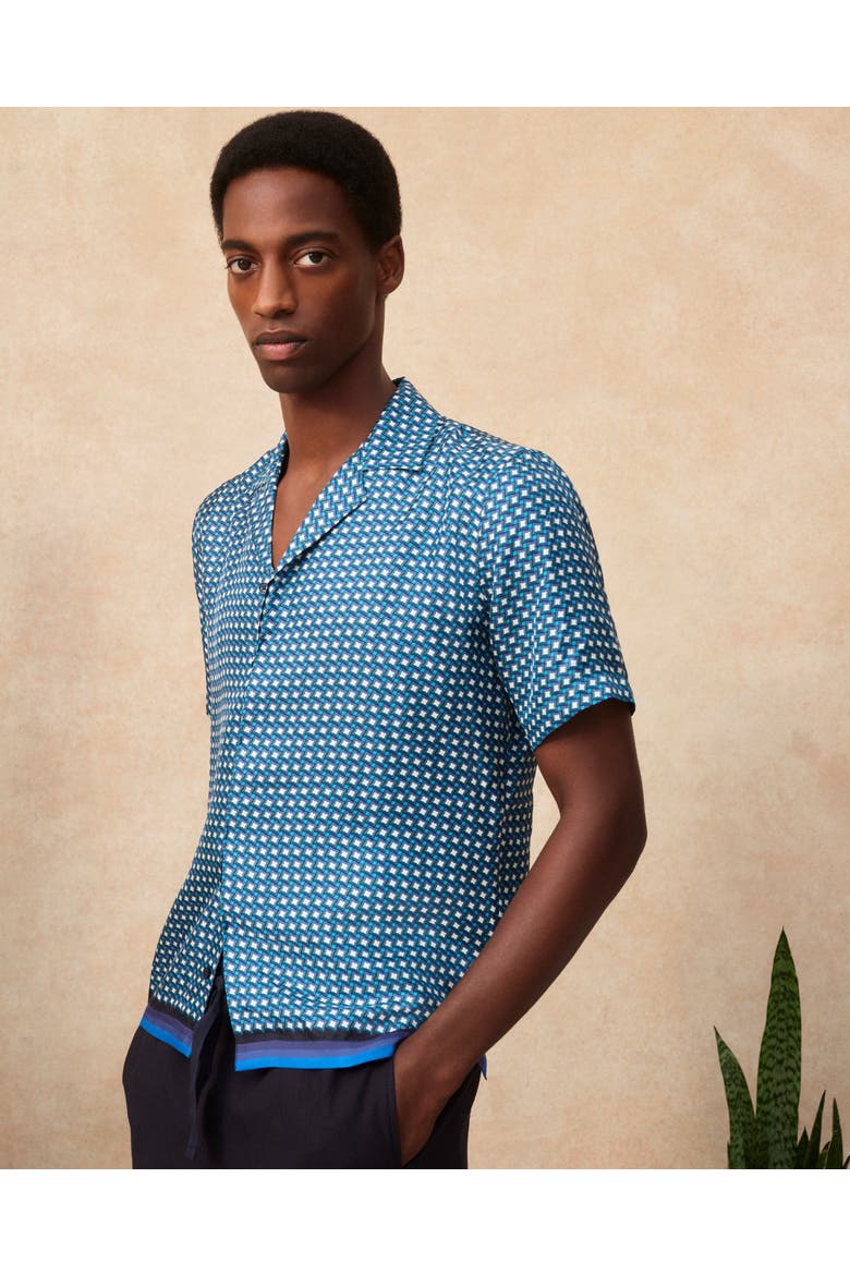 Maitan Silk Relaxed-Fit Shirt, Alternate, color, Catalina Blue