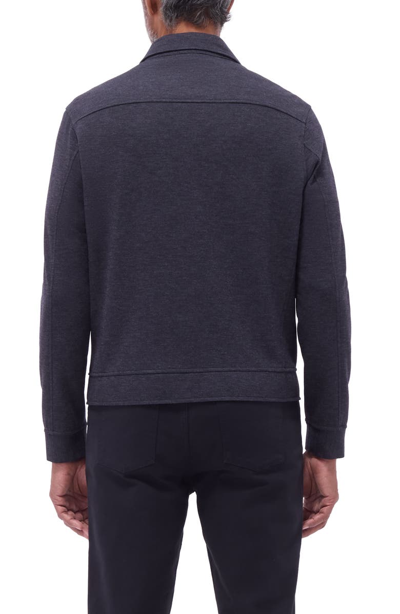 Bugatchi Soft Touch Zip Knit Shirt Jacket, Alternate, color, Black