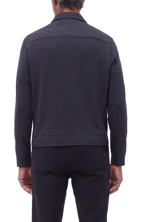 Bugatchi Soft Touch Zip Knit Shirt Jacket In Black