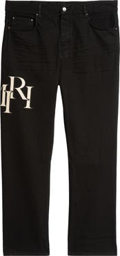 AMIRI Staggered Logo Nonstretch Denim Straight Leg Jeans