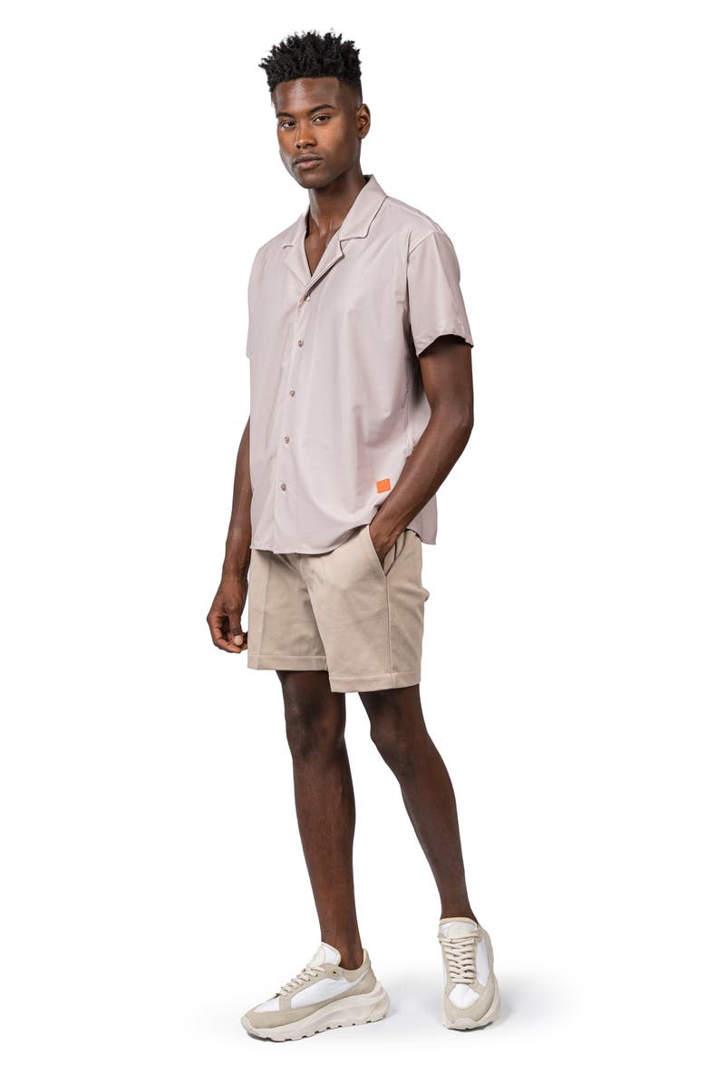 D.RT Solid Short Sleeve Stretch Knit Button-Up Shirt, Alternate, color, 