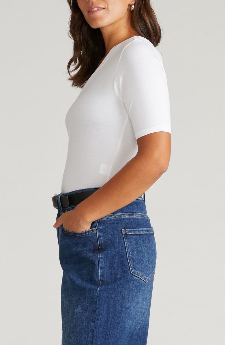 Universal Standard Stripe Cotton Jersey T-Shirt, Alternate, color, White