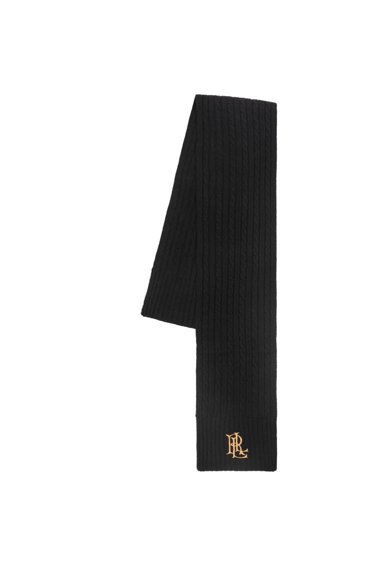 core cable logo scarf, Alternate, color, black