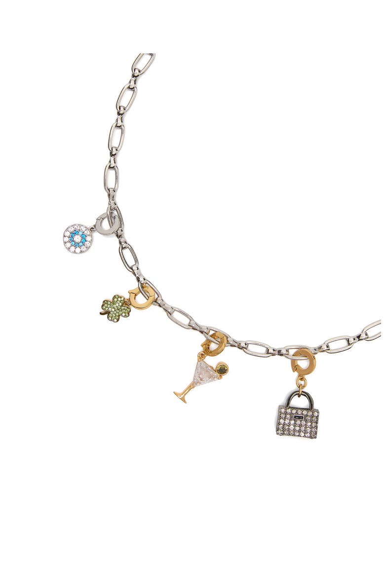 charm chain necklace, Alternate, color, SILVER