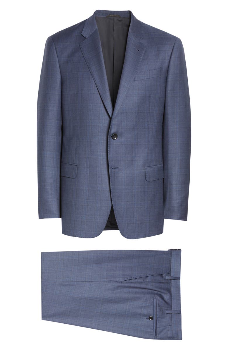 Giorgio Armani Trim Fit Plaid Wool Suit, Main, color, 