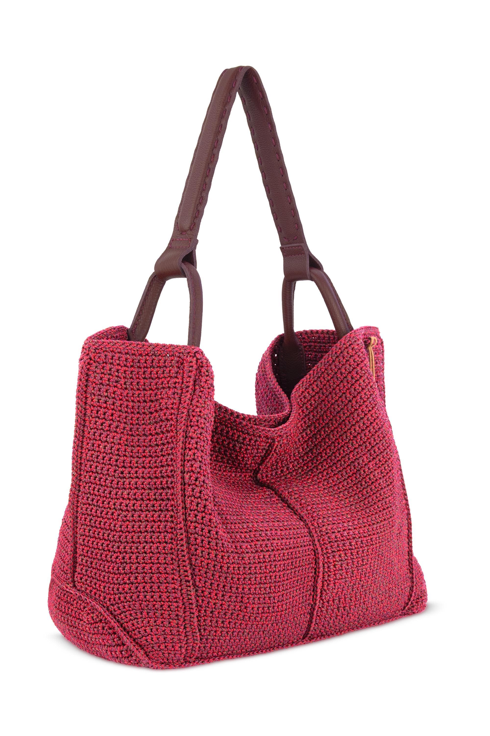 Los Feliz Large Tote Hand Crochet Bag, Alternate, color, Black Cherry Static