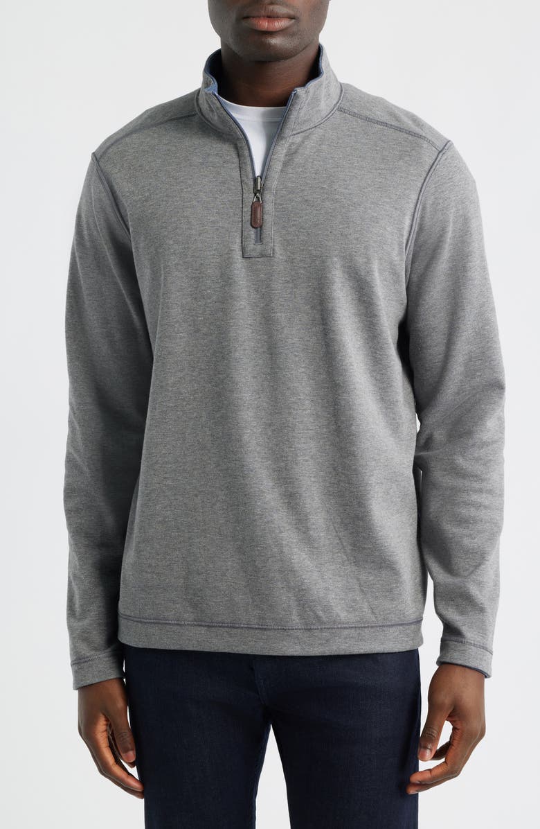 Johnston & Murphy Icon Reversible Quarter Zip, Alternate, color, Blue/ Gray