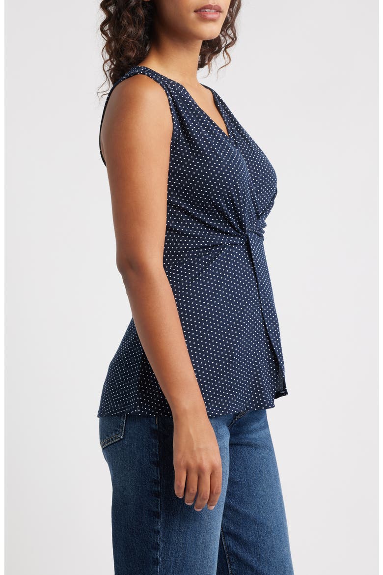 Twist Front Sleeveless Top, Alternate, color, NAVY / WHITE