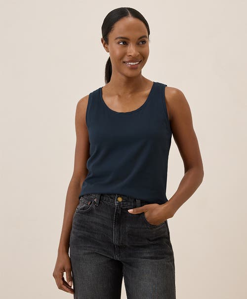 Pact Organic Cotton Luxe Stretch Jersey Slim Tank In Midnight Blue